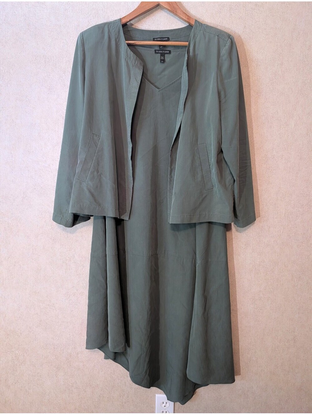 EILEEN FISHER sage green two piece dress set sz L